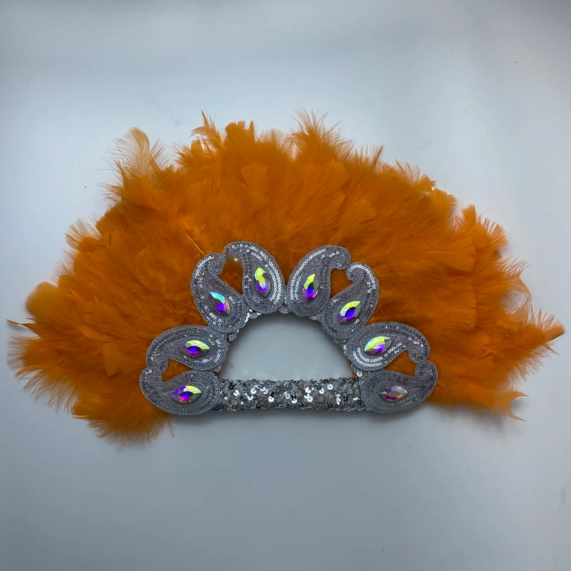 2025 New Design African Turkey Feather Big Fan Ladies Wedding Feather Fan for Bride Double Side Feather Nigerian Feather Handfan