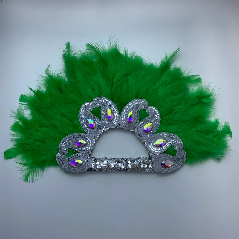 2025 New Design African Turkey Feather Big Fan Ladies Wedding Feather Fan for Bride Double Side Feather Nigerian Feather Handfan