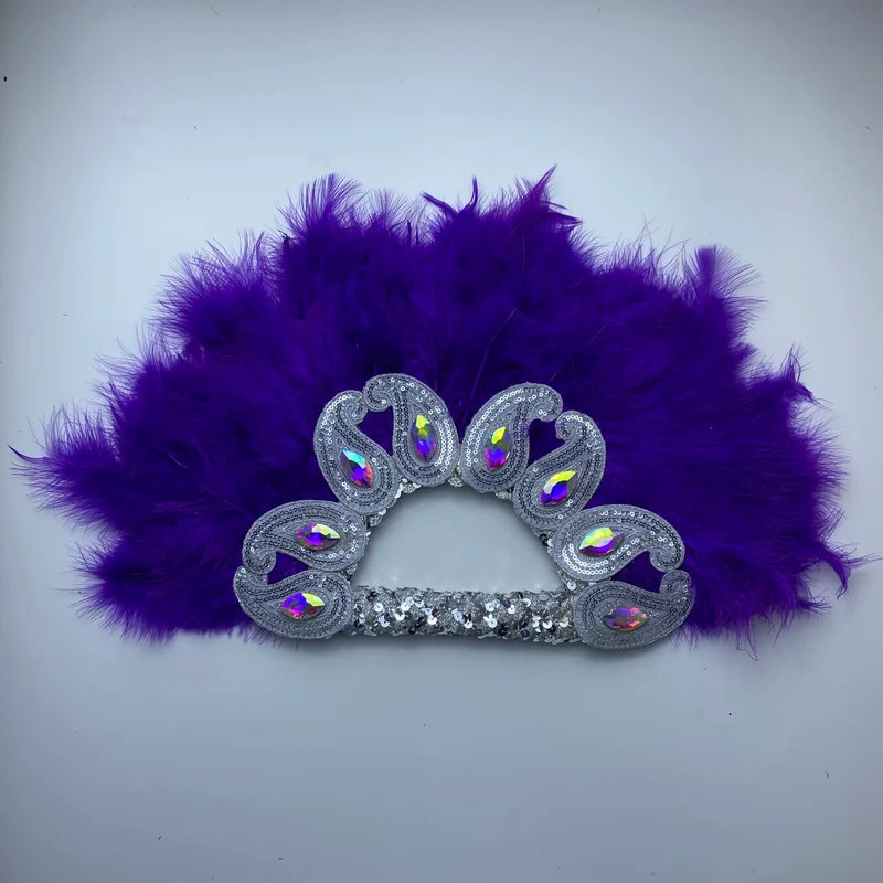 2025 New Design African Turkey Feather Big Fan Ladies Wedding Feather Fan for Bride Double Side Feather Nigerian Feather Handfan