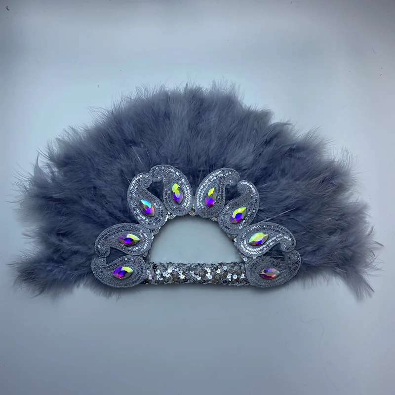 2025 New Design African Turkey Feather Big Fan Ladies Wedding Feather Fan for Bride Double Side Feather Nigerian Feather Handfan