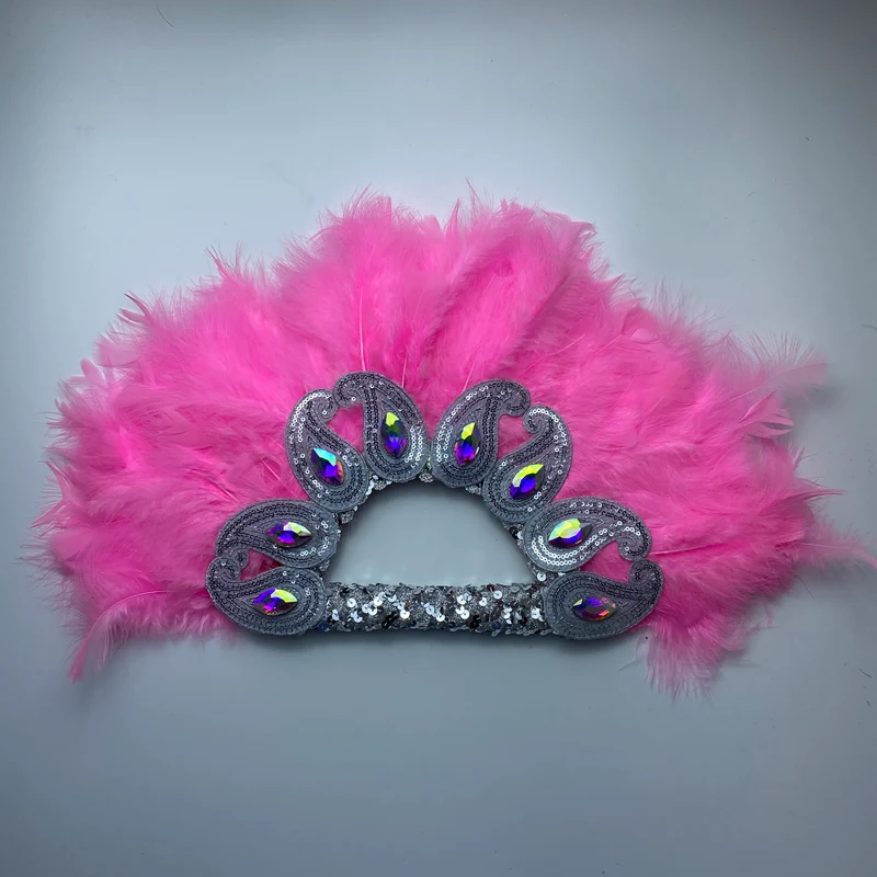 2025 New Design African Turkey Feather Big Fan Ladies Wedding Feather Fan for Bride Double Side Feather Nigerian Feather Handfan
