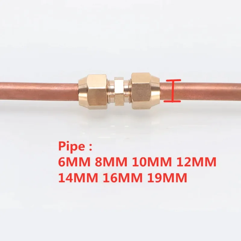 1pcs Flared Brass Straight through pipe fittings 6/8/10/12/14mm Tube connector Fitting Air conditioning extension tool Fitting
