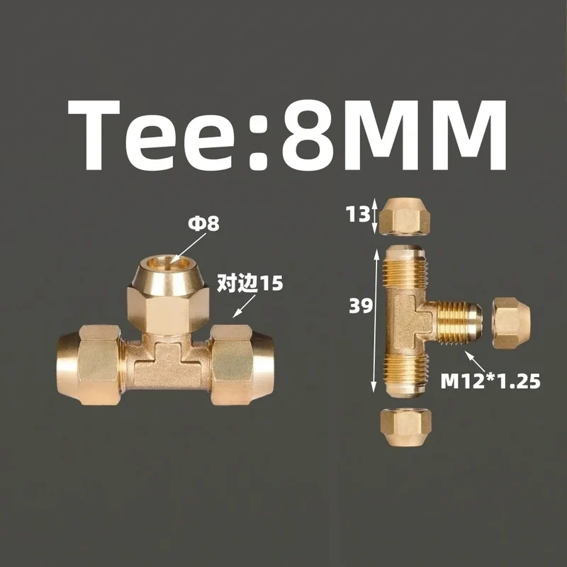 1pcs Flared Brass Straight through pipe fittings 6/8/10/12/14mm Tube connector Fitting Air conditioning extension tool Fitting