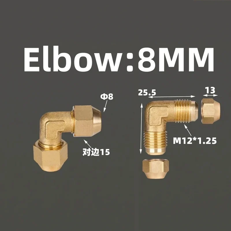 1pcs Flared Brass Straight through pipe fittings 6/8/10/12/14mm Tube connector Fitting Air conditioning extension tool Fitting