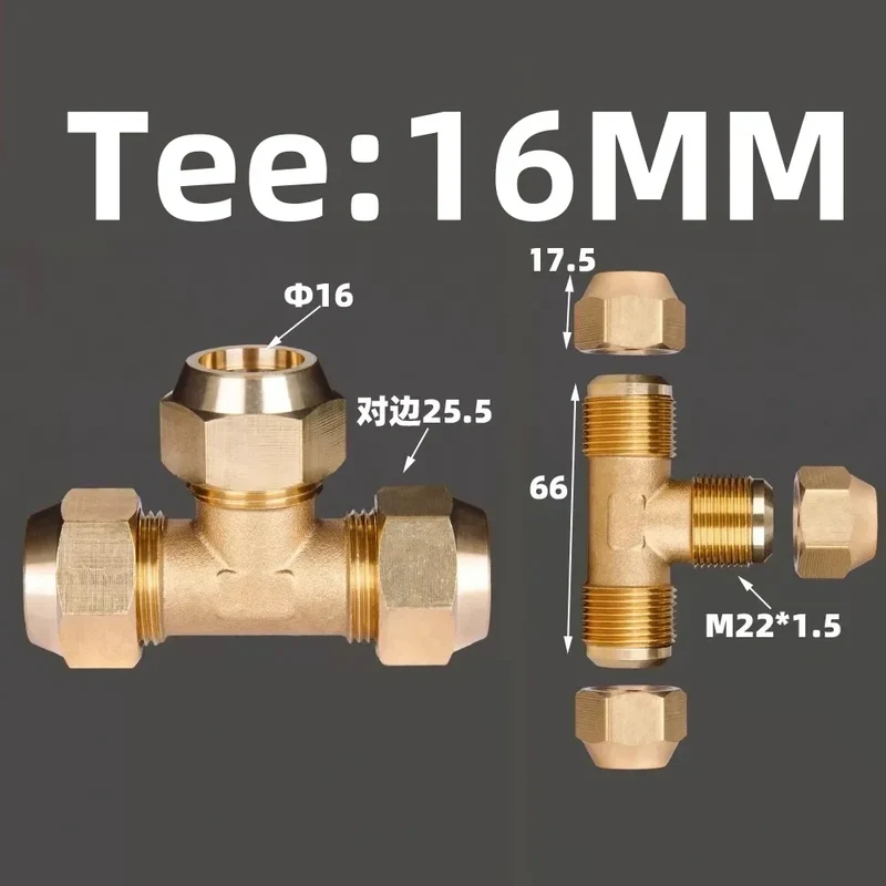 1pcs Flared Brass Straight through pipe fittings 6/8/10/12/14mm Tube connector Fitting Air conditioning extension tool Fitting