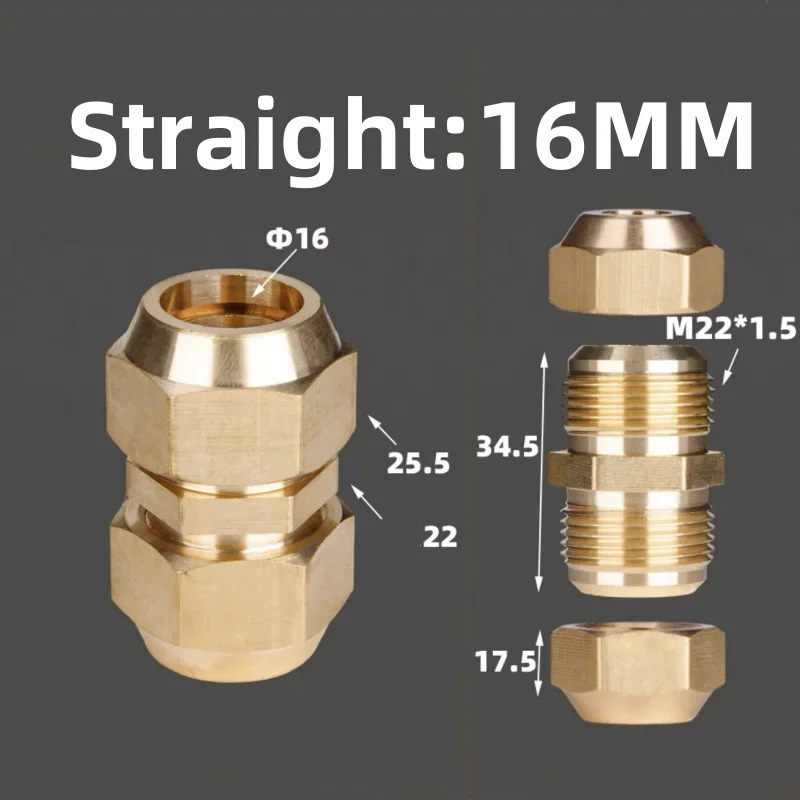 1pcs Flared Brass Straight through pipe fittings 6/8/10/12/14mm Tube connector Fitting Air conditioning extension tool Fitting
