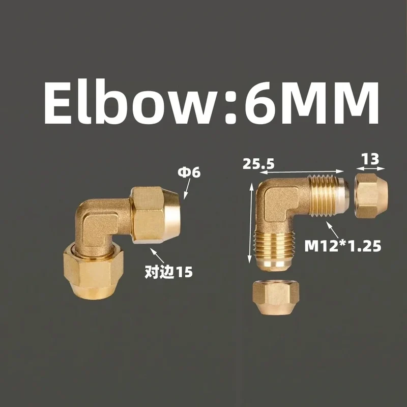 1pcs Flared Brass Straight through pipe fittings 6/8/10/12/14mm Tube connector Fitting Air conditioning extension tool Fitting