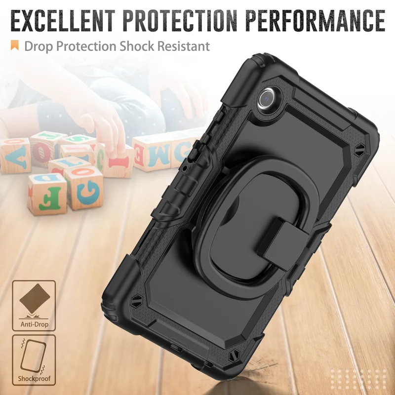 Applicable to Samsung Tab A9 silicone + PC protective case 8.7-inch rotating bracelet X115 multi-functional drop-resistant tablet case