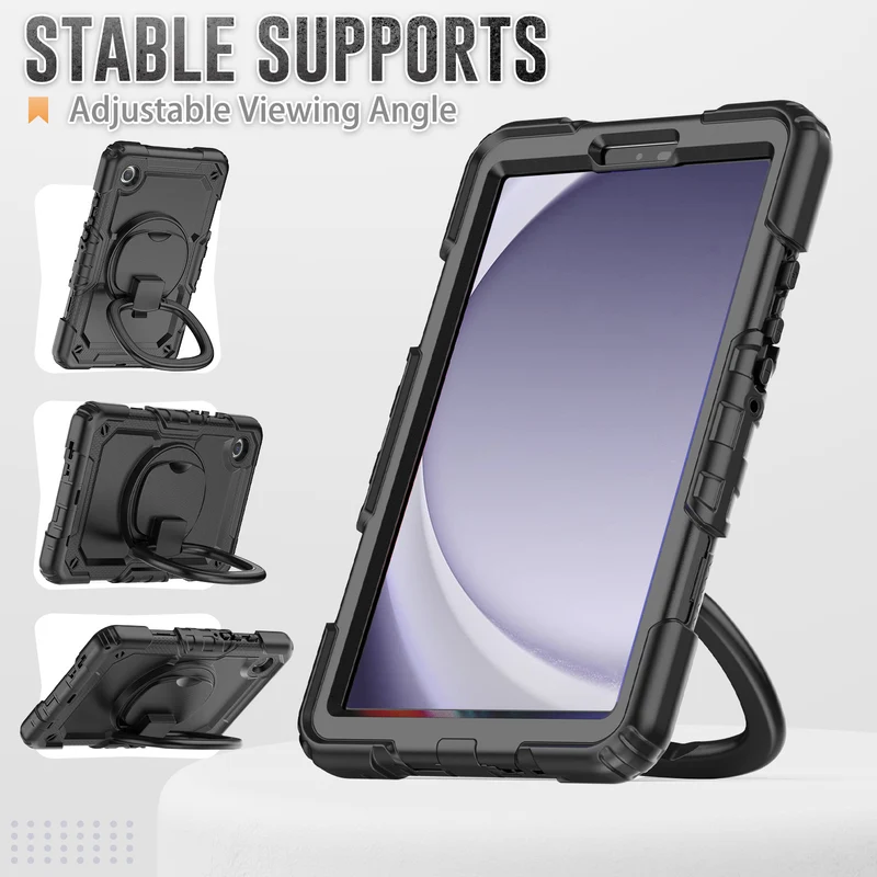 Applicable to Samsung Tab A9 silicone + PC protective case 8.7-inch rotating bracelet X115 multi-functional drop-resistant tablet case