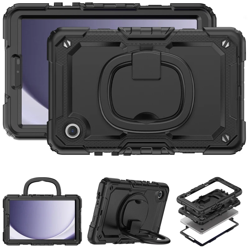 Applicable to Samsung Tab A9 silicone + PC protective case 8.7-inch rotating bracelet X115 multi-functional drop-resistant tablet case