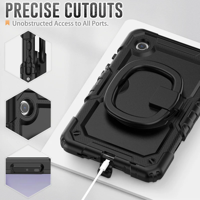 Applicable to Samsung Tab A9 silicone + PC protective case 8.7-inch rotating bracelet X115 multi-functional drop-resistant tablet case