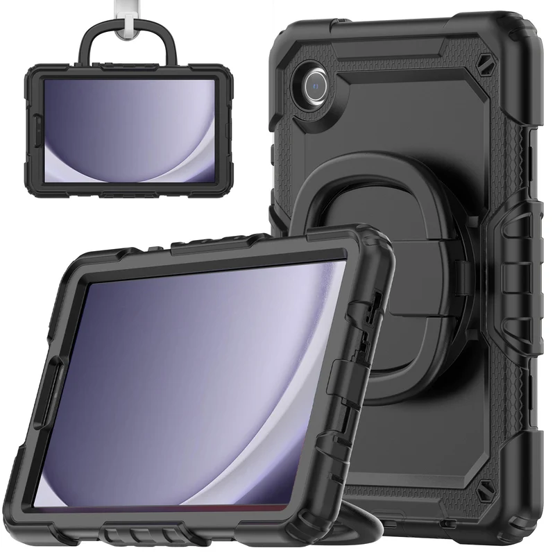 Applicable to Samsung Tab A9 silicone + PC protective case 8.7-inch rotating bracelet X115 multi-functional drop-resistant tablet case