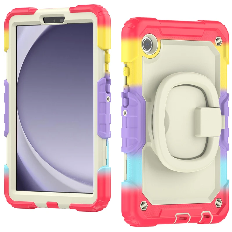 Applicable to Samsung Tab A9 silicone + PC protective case 8.7-inch rotating bracelet X115 multi-functional drop-resistant tablet case