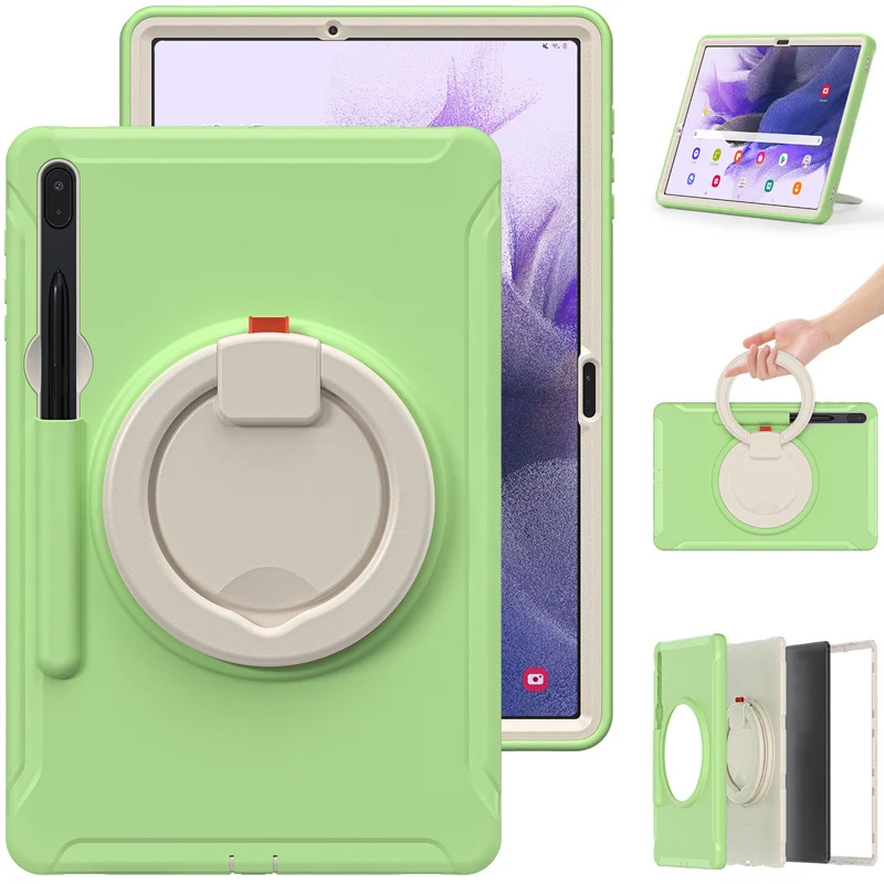 Suitable for Samsung Tab S7 S8 silicone drop-resistant tablet case PC bracelet rotating bracket S7Plus protective case