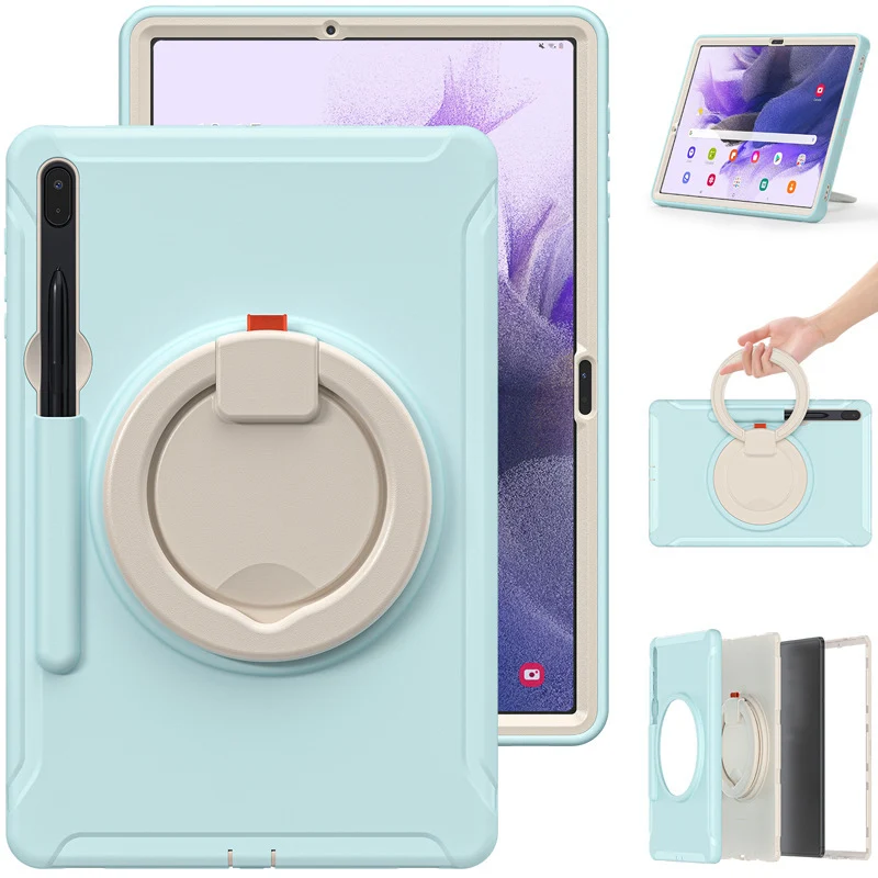 Suitable for Samsung Tab S7 S8 silicone drop-resistant tablet case PC bracelet rotating bracket S7Plus protective case