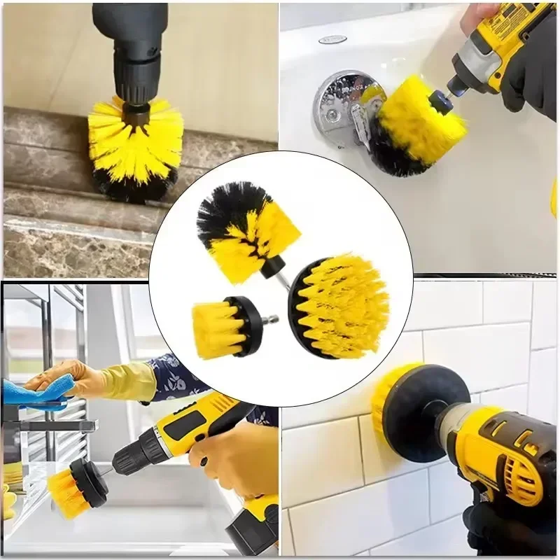 Electric Scrubber Brush Drill Brush Kit Power Drills Scrubber Brush For Carpet Glass Car Tires Nylon Brushes 2/3.5/4/5''