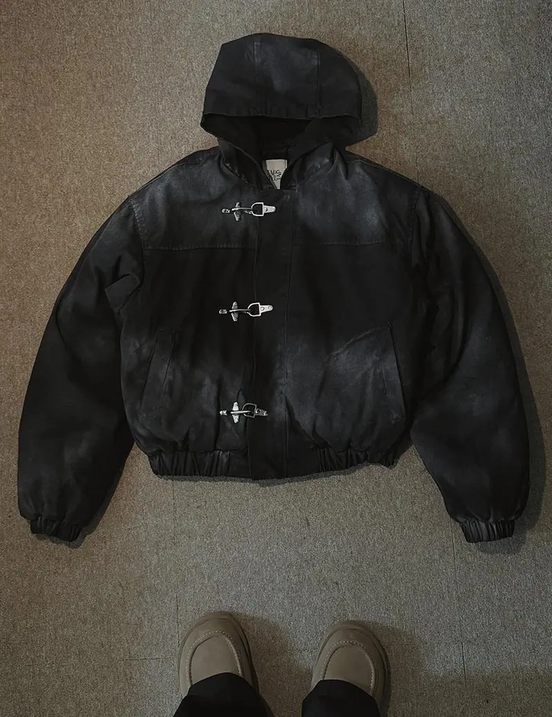 American Fashion Snap Fastener Loose Coat High Street Oversized Hoodie Y2k Retro Harajuku Punk Button Jacket Men Clothing