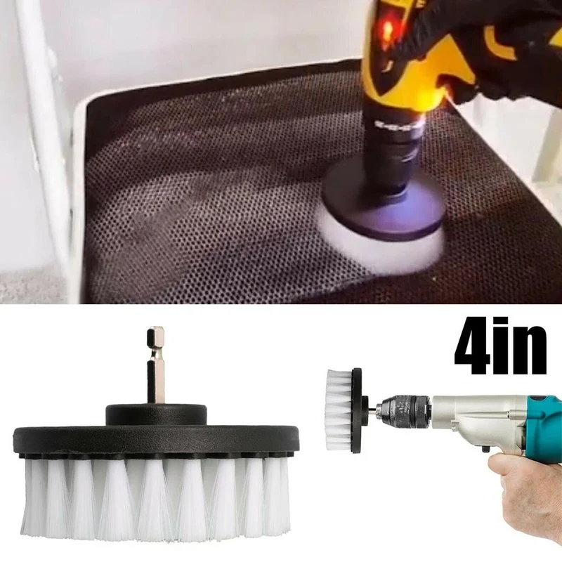 1PC 4-Inch Soft Drill Brush Attachment for Electric Scrubber Ideal for Cleaning Carpet Leather Upholstery And Car Tires