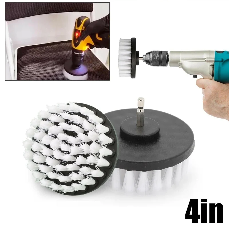 1PC 4-Inch Soft Drill Brush Attachment for Electric Scrubber - Carpet Leather Upholstery Car Tire Cleaner Accessory