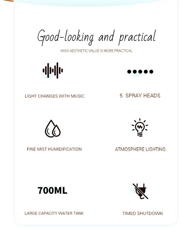 Cross-border New Air Humidifier Home Silent Bedroom Five-hole Spray Aromatherapy Creative Dynamic Colorful Voice Control Pick-up