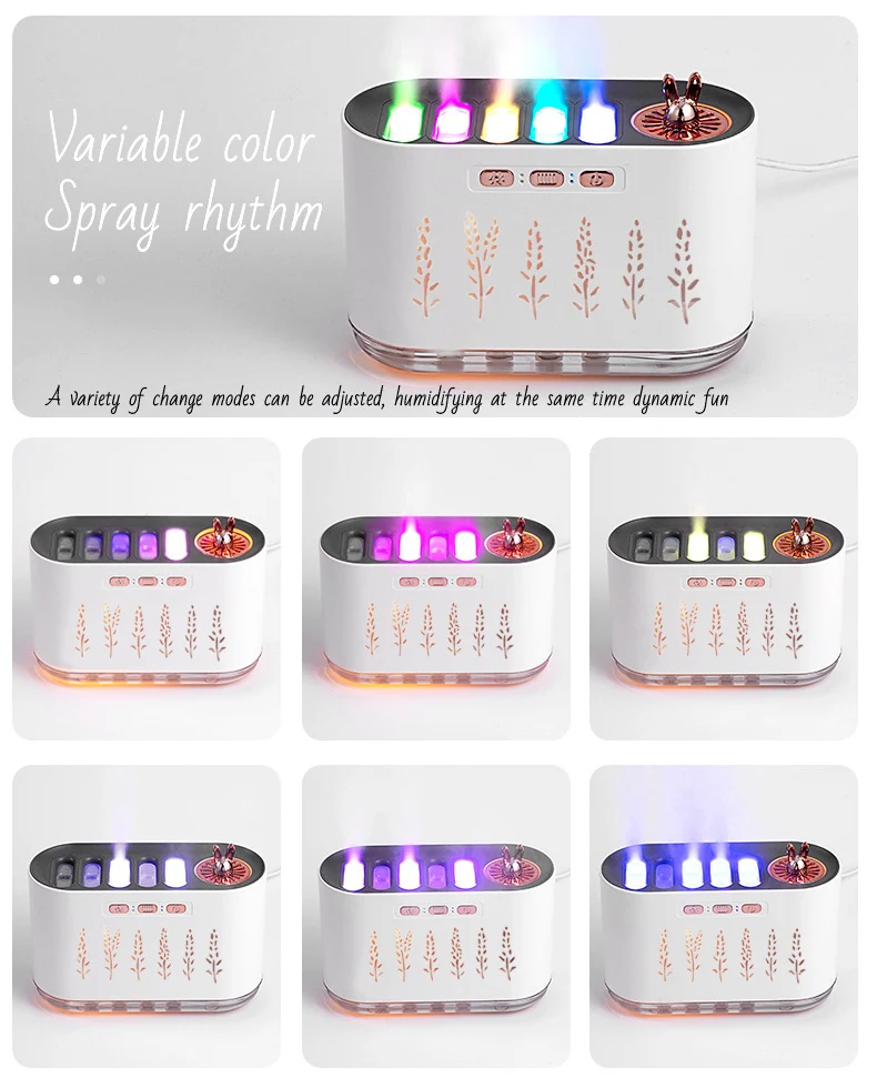 Cross-border New Air Humidifier Home Silent Bedroom Five-hole Spray Aromatherapy Creative Dynamic Colorful Voice Control Pick-up