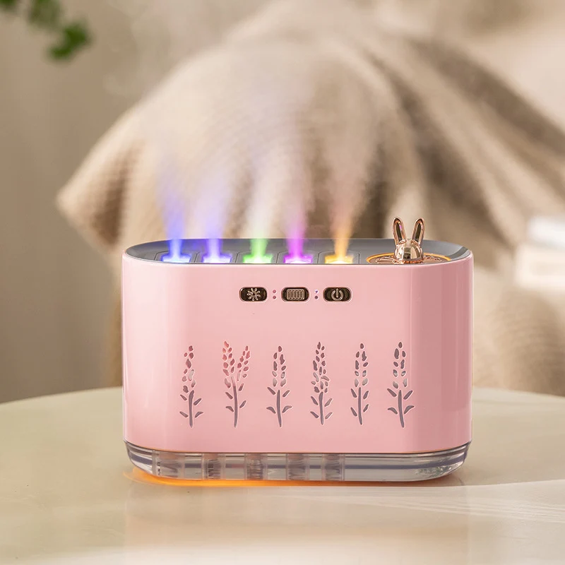 Cross-border New Air Humidifier Home Silent Bedroom Five-hole Spray Aromatherapy Creative Dynamic Colorful Voice Control Pick-up