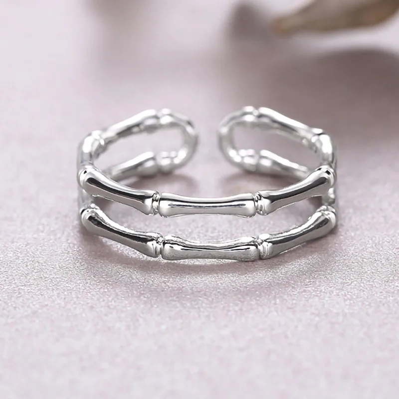 Stainless Steel Bamboo Rings For Women Men Modern Plant Design Unisex Jewelry Gift Fashion Ring T0098