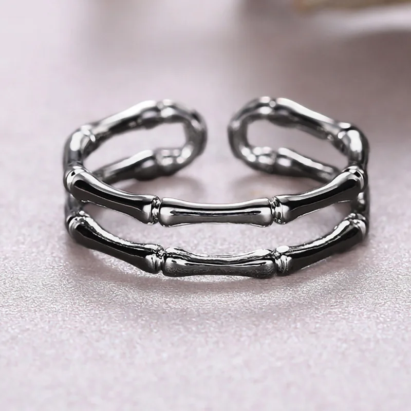 Stainless Steel Bamboo Rings For Women Men Modern Plant Design Unisex Jewelry Gift Fashion Ring T0098
