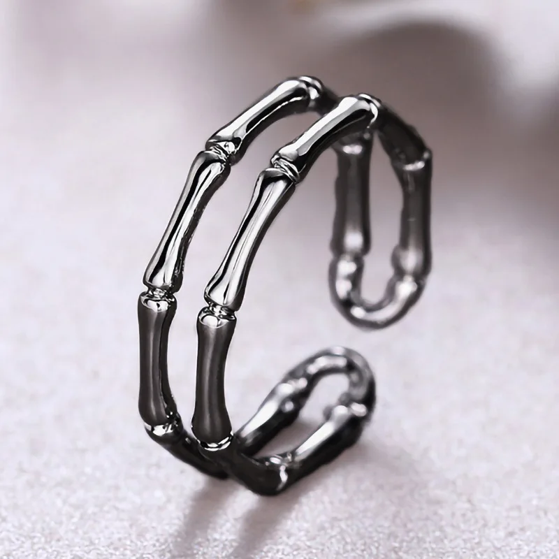 Stainless Steel Bamboo Rings For Women Men Modern Plant Design Unisex Jewelry Gift Fashion Ring T0098