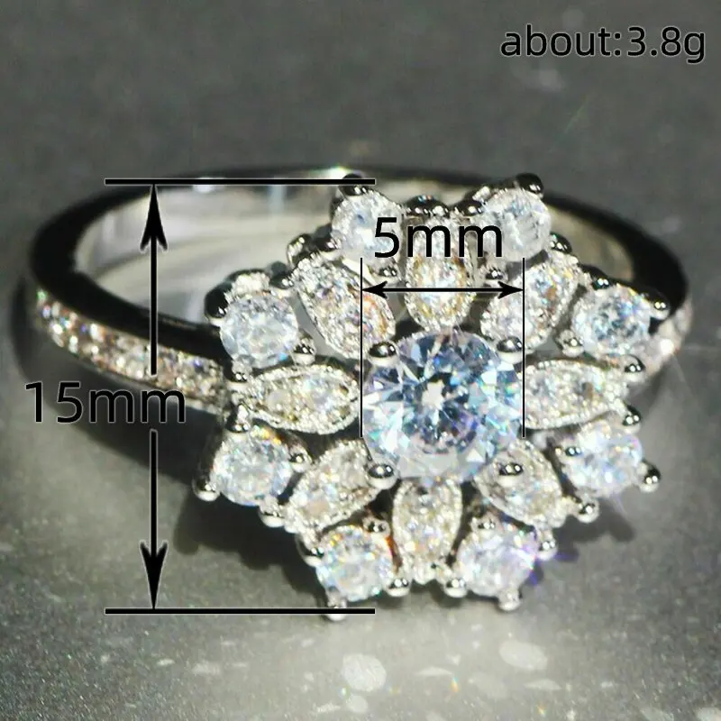 Q639 Women's White Gold Diamond Engagement Ring Round Brilliant Cut Natural G Color Center Stone With Side Diamonds