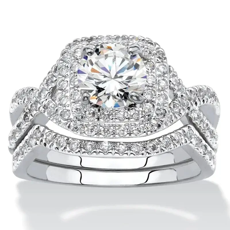 Q103 Women's White Gold Diamond Engagement Ring Round Brilliant Cut Natural G Color Halo Design
