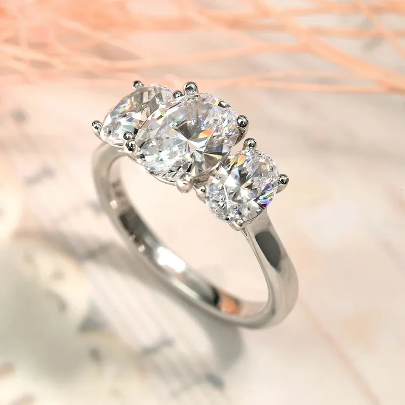 F1610 Oval Cut Diamond Ring Natural G Color White Gold Classic Engagement Ring For Women's