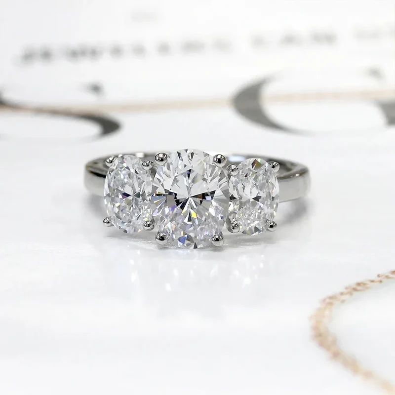 F1610 Oval Cut Diamond Ring Natural G Color White Gold Classic Engagement Ring For Women's