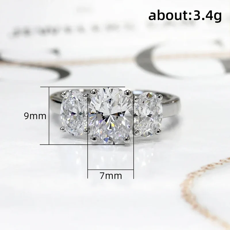 F1610 Oval Cut Diamond Ring Natural G Color White Gold Classic Engagement Ring For Women's