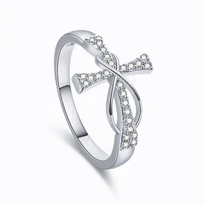 H332 Cross Ring Women's Gold Tone Cubic Zirconia Pave Setting Christian Religious Gift Fashion Jewelry