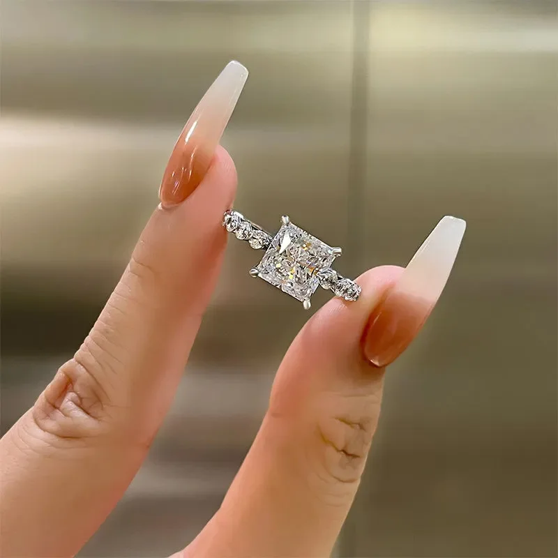 Q536 Princess Cut Diamond Ring Natural Diamond Engagement Ring Classic Women's Jewelry