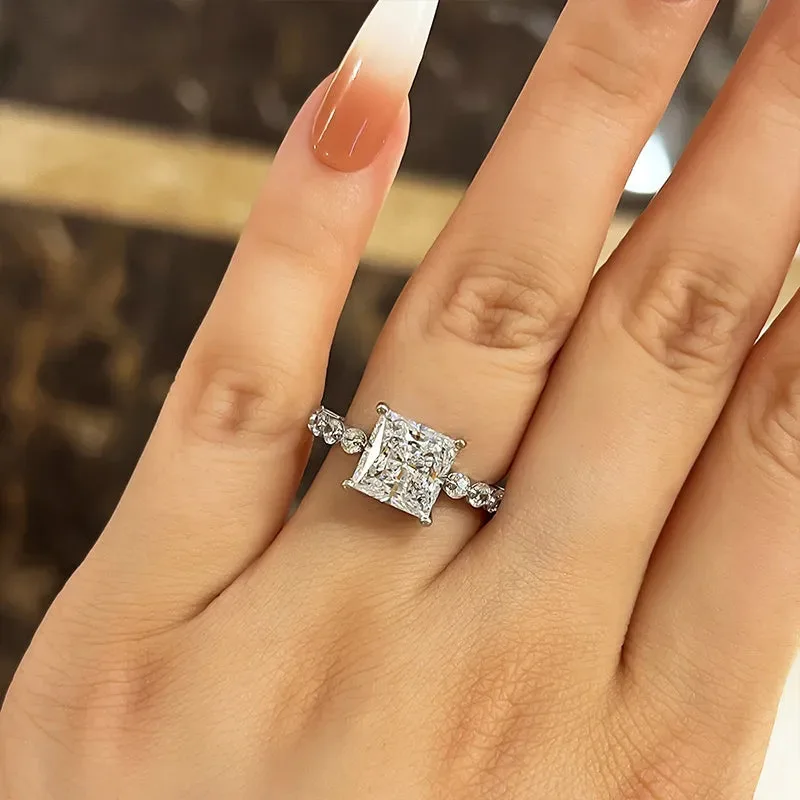 Q536 Princess Cut Diamond Ring Natural Diamond Engagement Ring Classic Women's Jewelry
