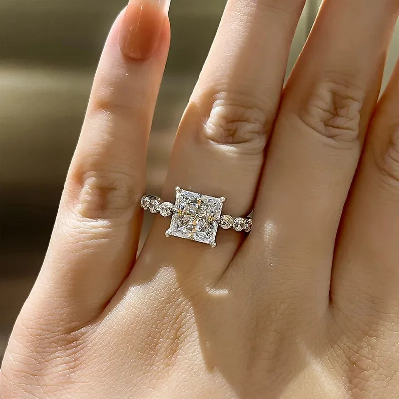 Q536 Princess Cut Diamond Ring Natural Diamond Engagement Ring Classic Women's Jewelry
