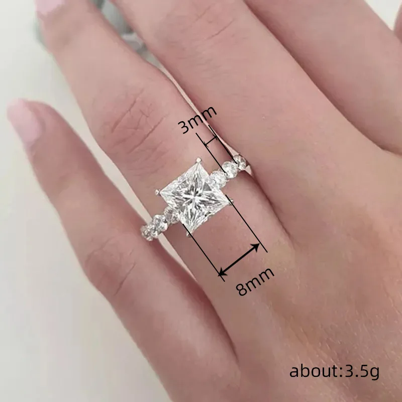 Q536 Princess Cut Diamond Ring Natural Diamond Engagement Ring Classic Women's Jewelry