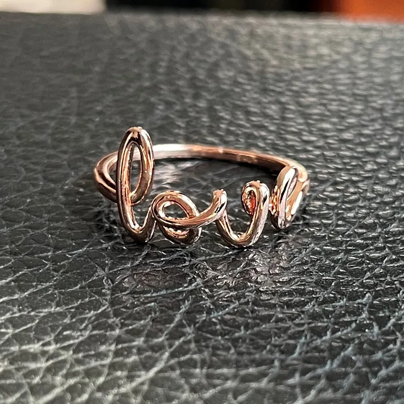F1574 Love Letter Ring Rose Gold Plated Alloy Unisex Fashion Ring Valentine's Day Jewelry