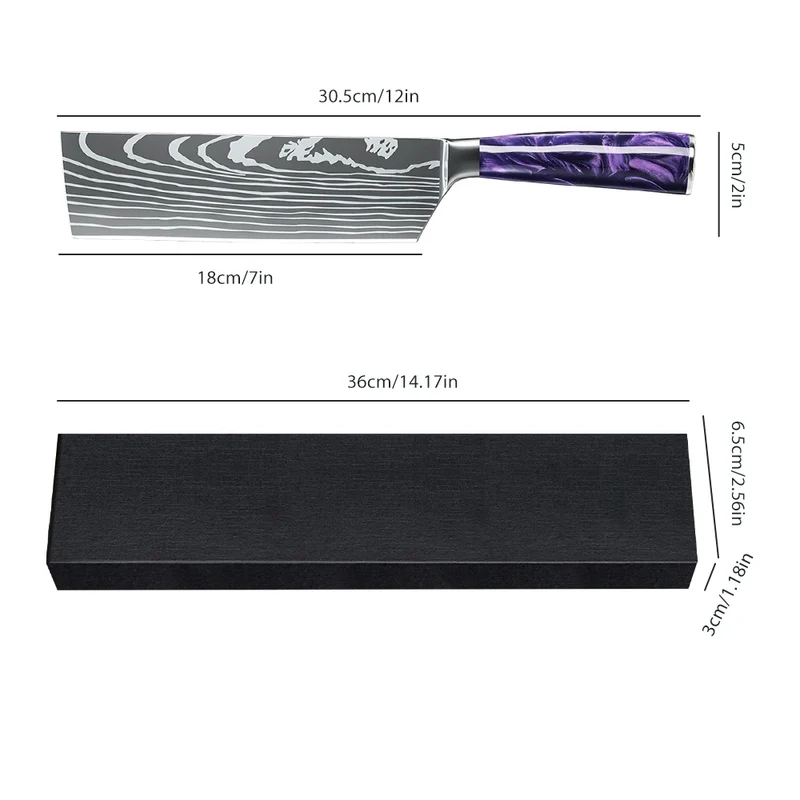 7 Inch Cleaver Kitchen Knife Stainless Steel Vegetable Chopping Chefs Knife Ultra Sharp Cooking Knives for Restaurant,Gift Box