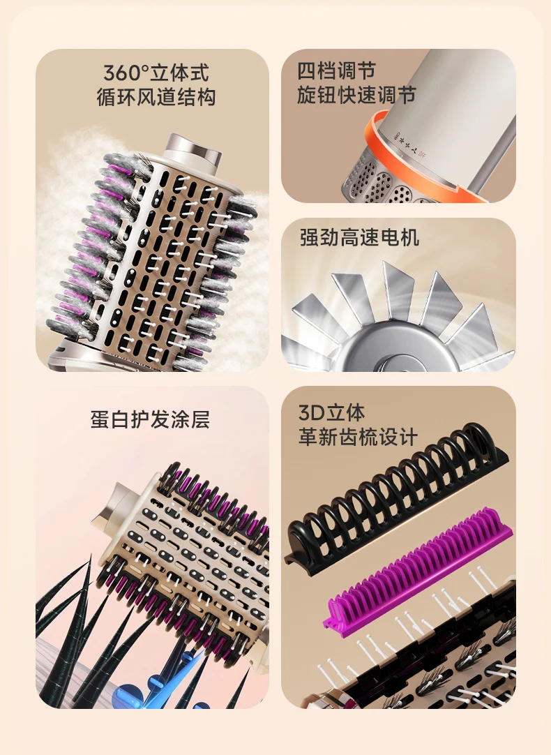 Cross-Border 110V Three-In-One Multifunctional Hot Air Comb, Fully Automatic Curling, Straightening, and Drying All-In-One Hair Dryer for Both Wet and Dry Use