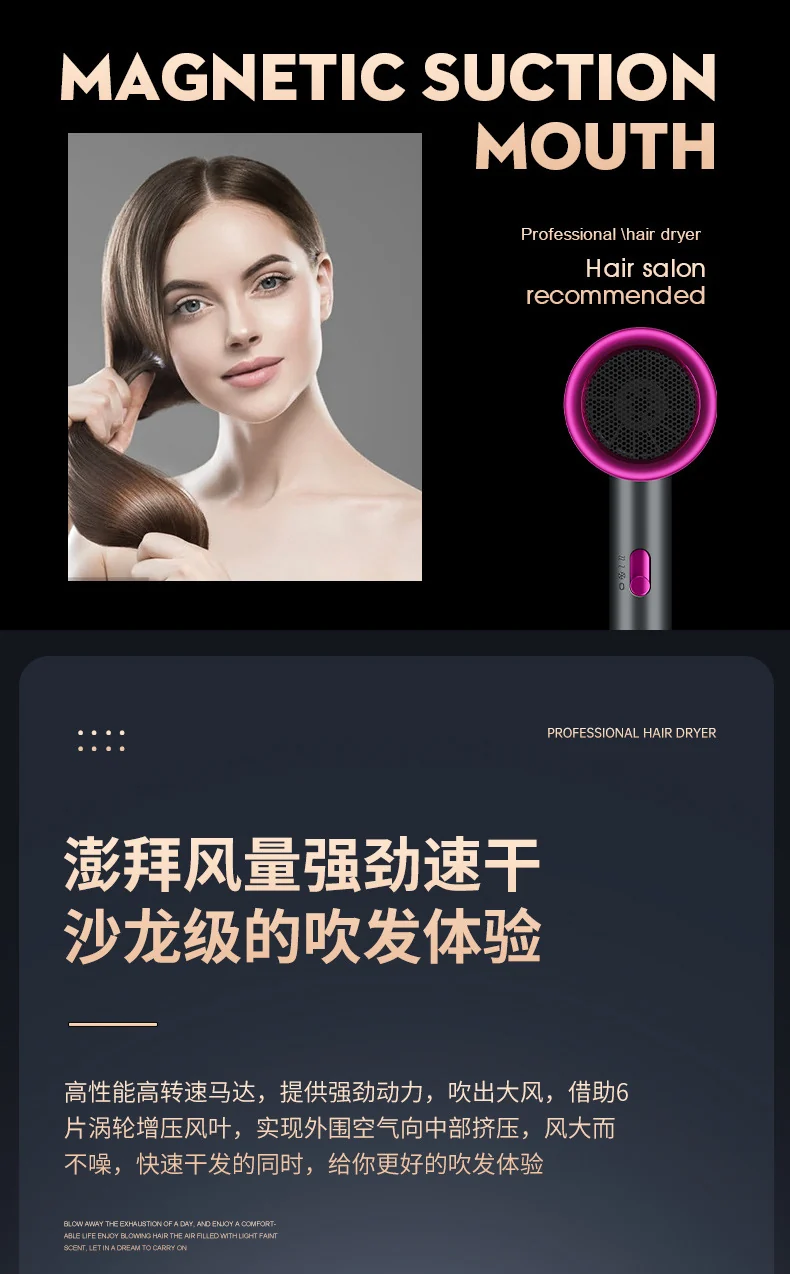 Hair Dryer Home Blue Light Negative Ion Hair Salon High Power Hair Dryer Dormitory Cold and Hot Air Hair Dryer Gift Cross Border