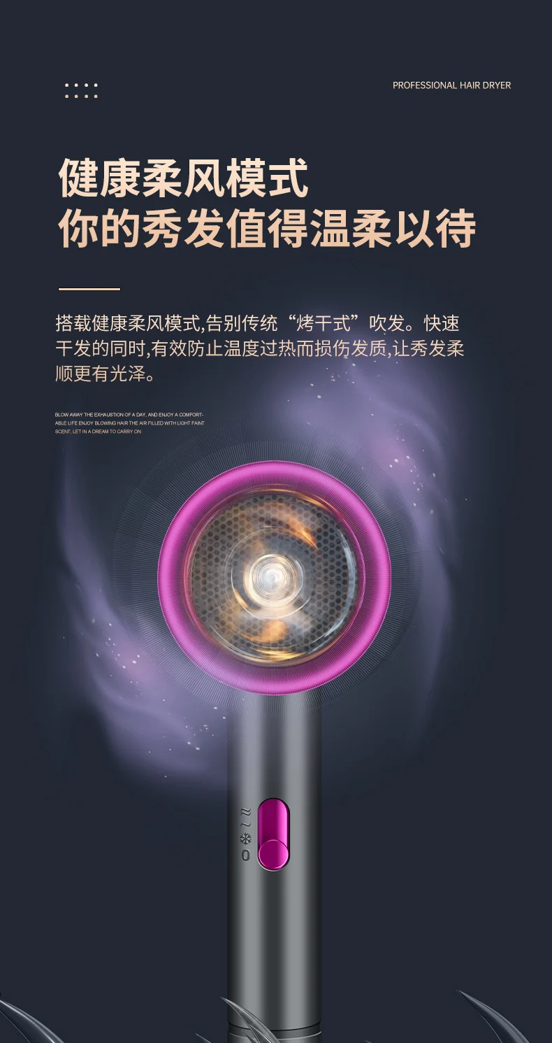 Hair Dryer Home Blue Light Negative Ion Hair Salon High Power Hair Dryer Dormitory Cold and Hot Air Hair Dryer Gift Cross Border