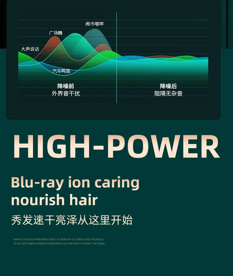 Hair Dryer Home Blue Light Negative Ion Hair Salon High Power Hair Dryer Dormitory Cold and Hot Air Hair Dryer Gift Cross Border