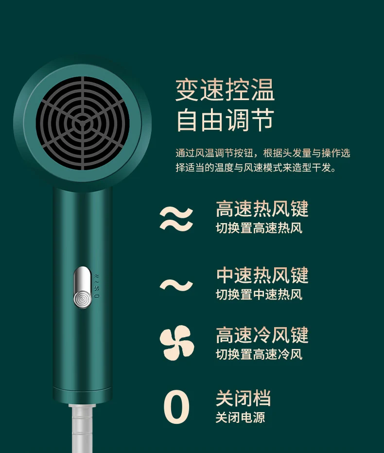 Hair Dryer Home Blue Light Negative Ion Hair Salon High Power Hair Dryer Dormitory Cold and Hot Air Hair Dryer Gift Cross Border