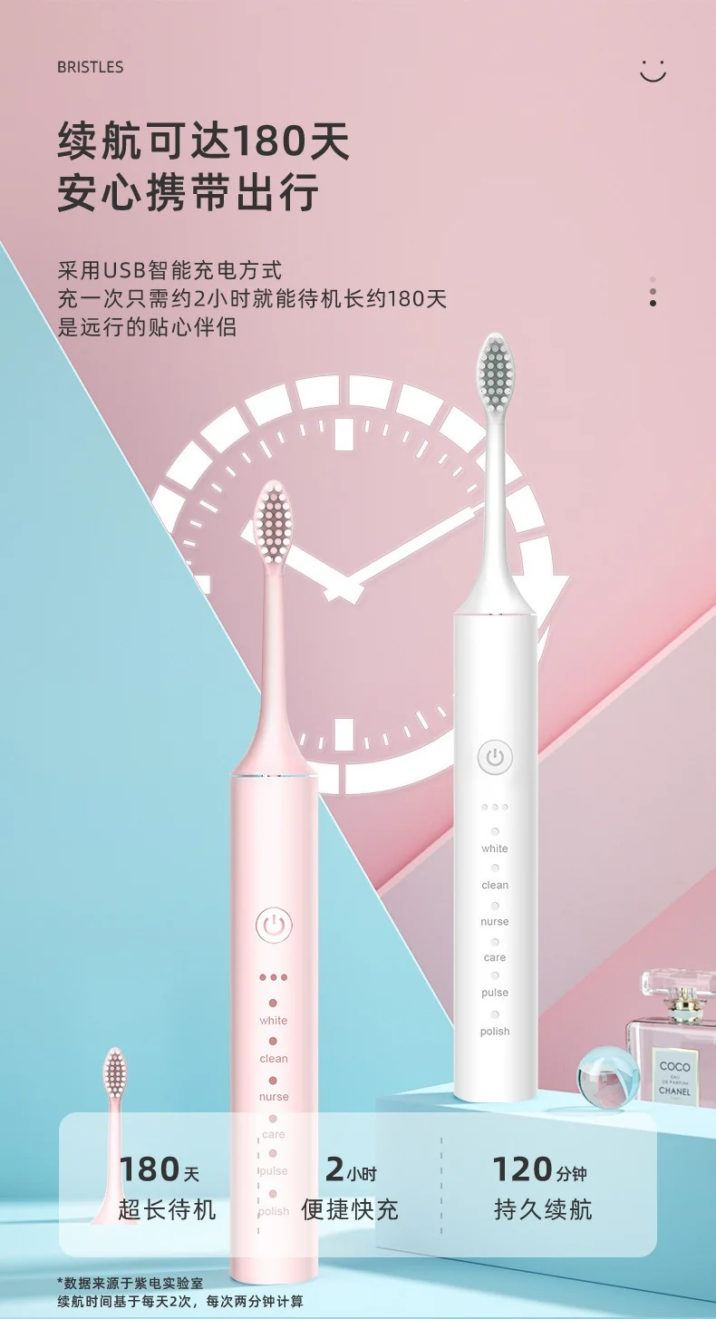 Factory wholesale soft bristle toothbrush flusher portable adult children universal ultrasonic electric toothbrush charging