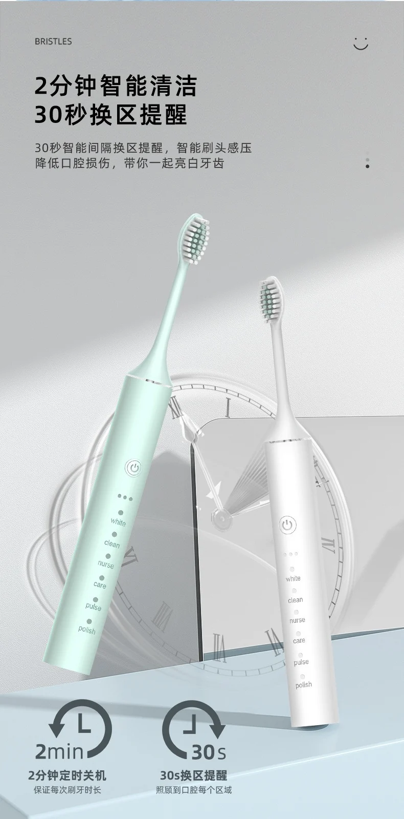 Factory wholesale soft bristle toothbrush flusher portable adult children universal ultrasonic electric toothbrush charging