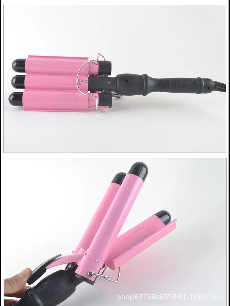 Hot sale three-tube curling iron three-rod curling iron water ripple hairdressing stick egg roll electric splint iron big wave