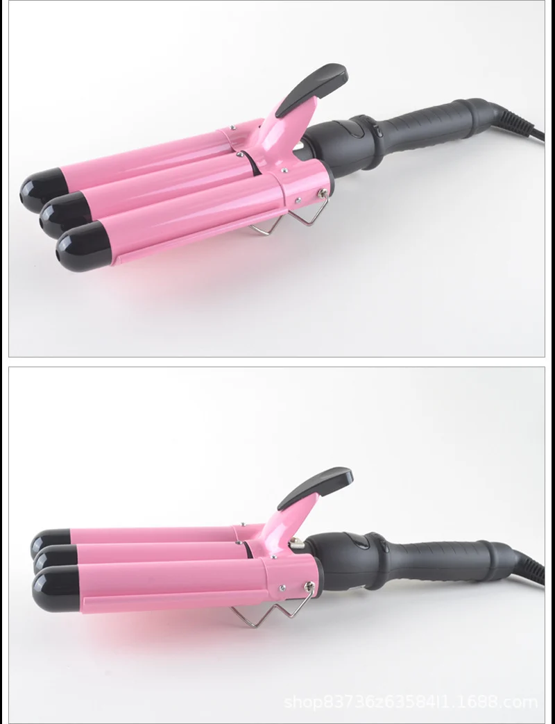 Hot sale three-tube curling iron three-rod curling iron water ripple hairdressing stick egg roll electric splint iron big wave